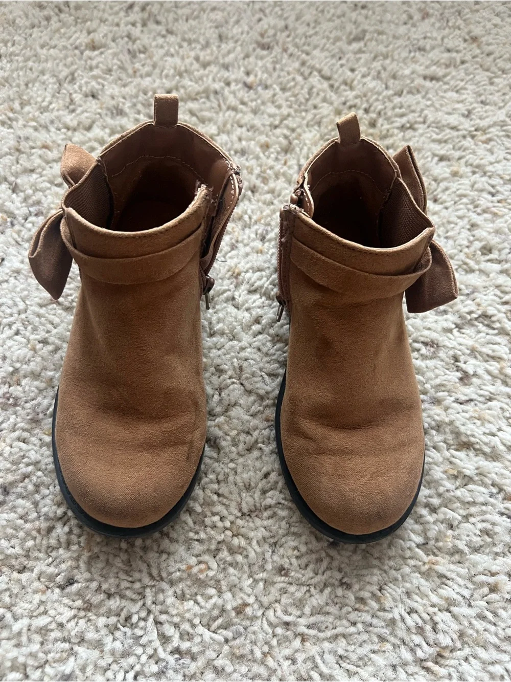 Girls Brown Suede Bow Ankle Boots